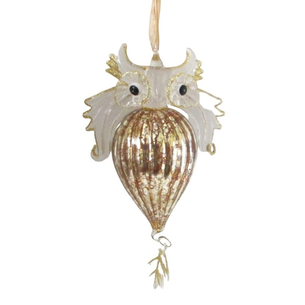 Owl Art Glass Ornament Decoration 7" Long